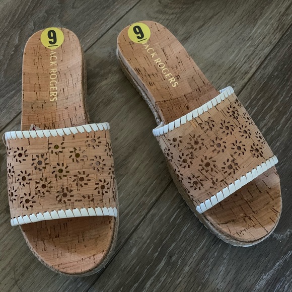 Jack Rogers | Shoes | Jack Rogers New Cork Cutout Floral Slides Sandals |  Poshmark